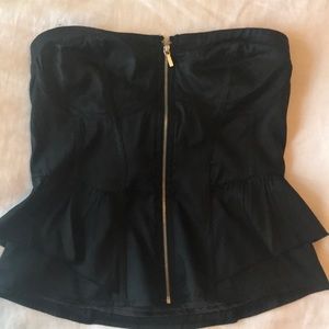 Silk peplum strapless top